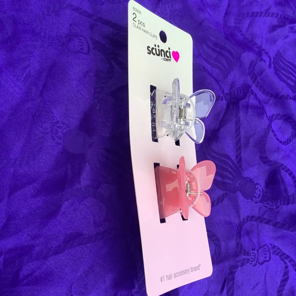 Scunci 2pc Butterfly Claw Hair Clips Transparent Pink and Clear - Picture 4 of 8